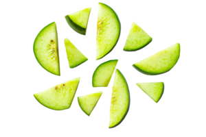 Fresh green melon slices arranged on a transparent background png