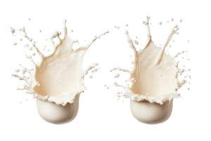 Milk splashes creating dynamic shapes on transparent background png