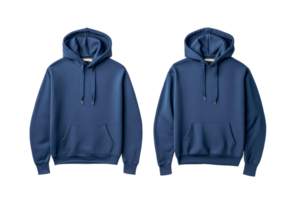Two blue hoodies with long sleeves on a transparent background png