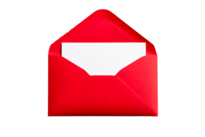 Red envelope with blank card on transparent background png
