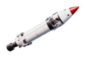 Rocket design with red tip on transparent background png