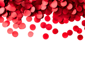 Colorful red confetti scattered on a transparent surface png