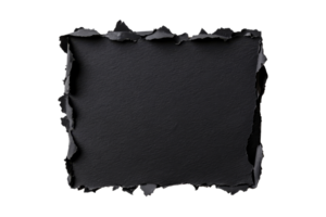 Torn black paper with jagged edges on a transparent background png