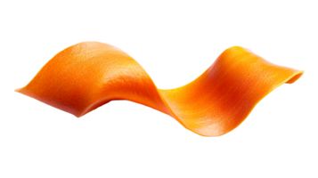 Elegant orange peel wave shape, isolated on black background, cut out transparent png