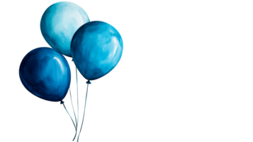 Watercolor illustration of balloons on a black background, cut out transparent png