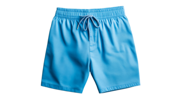 Blue swim trunks with drawstring, isolated on black, cut out transparent png