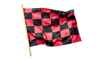 Racing flag with red and black checkerboard, cut out transparent png