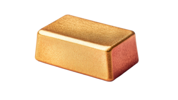 Shiny gold ingot block element, financial reserve, cut out transparent png