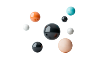 Glossy Colorful Spheres Floating in Space, Cut Out Transparent png