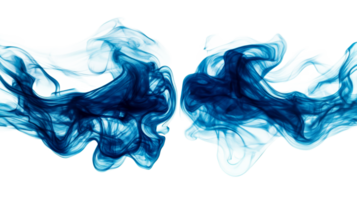 Blue smoke design element on black background, cut out transparent png