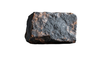 Rough cut mineral block on black backdrop, cut out transparent png