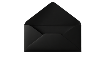 Black envelope open, mail ready, sending invites, cut out transparent png