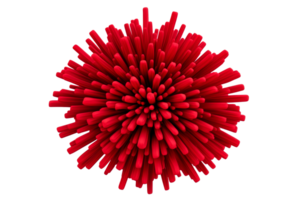 Red sphere of sticks centered in frame, cut out transparent png