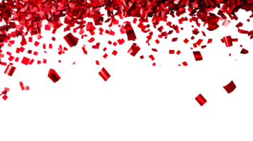 Red confetti falling, celebratory mood, sparkling, cut out transparent png
