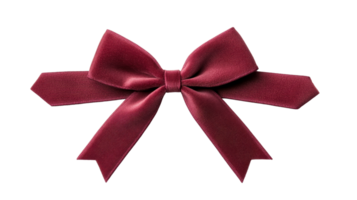 Elegant maroon bow, close-up isolated on black backdrop, cut out transparent png