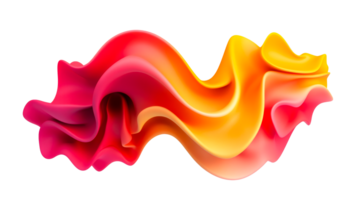 Flowing colorful shape, abstract art, wavy fluid design element, cut out transparent png
