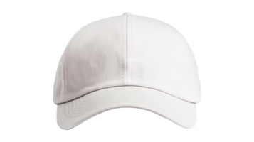 Plain white baseball cap in front view, isolated, cut out transparent png