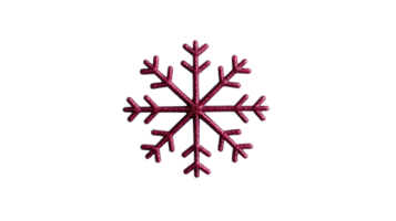 Sparkling red snowflake decoration on black background, cut out transparent png