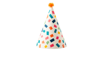 Festive party hat with colorful confetti design, cut out transparent png