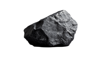 Stone with sharp edges, isolated on black background, cut out transparent png