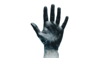 Hand with abstract pattern, reaching up, concept, art, texture, cut out transparent png