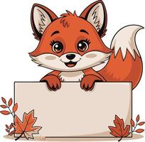 fox with billboard art design vector