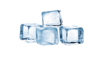Stack of realistic ice cubes, refreshing drink ingredient, cut out transparent png