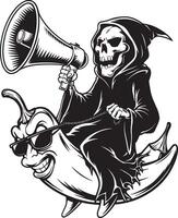 Grim reaper on a chili with mic vector