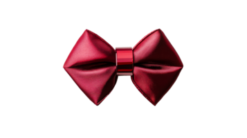 Elegant red bow with shiny finish and transparent background png