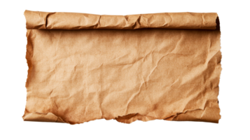 Old paper scroll with torn edges, ancient look isolated , cut out transparent png