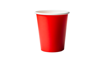 Red disposable paper cup, blank mockup, isolated, cut out transparent png