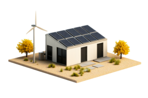 Eco-Friendly Tiny House with Solar and Wind Power, cut out transparent png