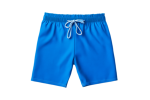 Blue swim trunks with drawstring for summer activities, cut out transparent png