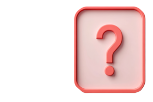 Question mark on a square with a frame, concept of FAQs, cut out transparent png