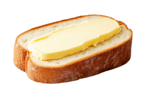Slice of bread with butter on top, appetizing, delicious, cut out transparent png