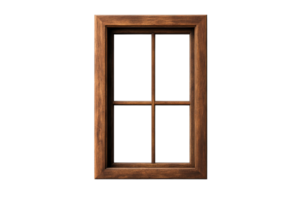Window frame with wooden texture and transparent background display png