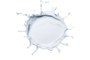 Abstract splash of white liquid or paint, dynamic action, isolated element, cut out transparent png