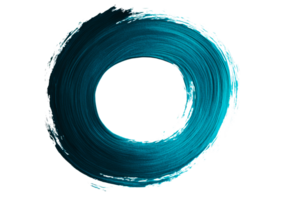Turquoise paint stroke forms circle abstract element , cut out transparent png