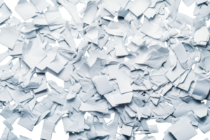Torn paper confetti texture on dark, fragmented, abstract, cut out transparent png