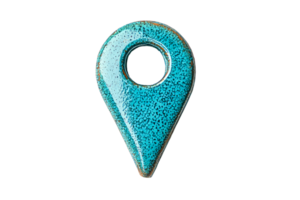 Turquoise pointer pin icon element, isolated, cut out transparent png