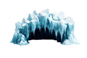 Ice cave entrance with icicles and frozen rocks , cut out transparent png