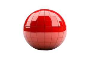 Red sphere geometric blocks, elegant design render, cut out transparent png