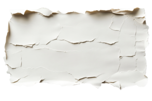 Torn paper sheet background with rough edges on black, cut out transparent png
