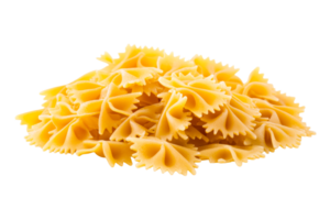 Farfalle pasta, dry and uncooked, isolated on black background, cut out transparent png