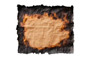 Burnt parchment with faded edges on transparent background png