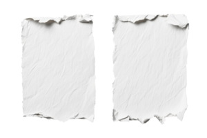 Torn white paper with rough edges isolated on black background, cut out transparent png