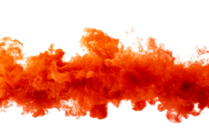 Orange ink cloud explosion effect, liquid motion concept, abstract element, cut out transparent png