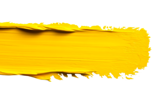 Yellow paint stroke, smooth surface, textured edges, abstract design, cut out transparent png