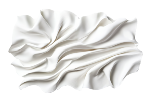 White abstract fabric folds with soft texture, cut out transparent png