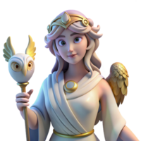 stunning classic A wise Athena holding an owl, radiating wisdom, soft and ethereal lighting, Greek pottery style genuine png